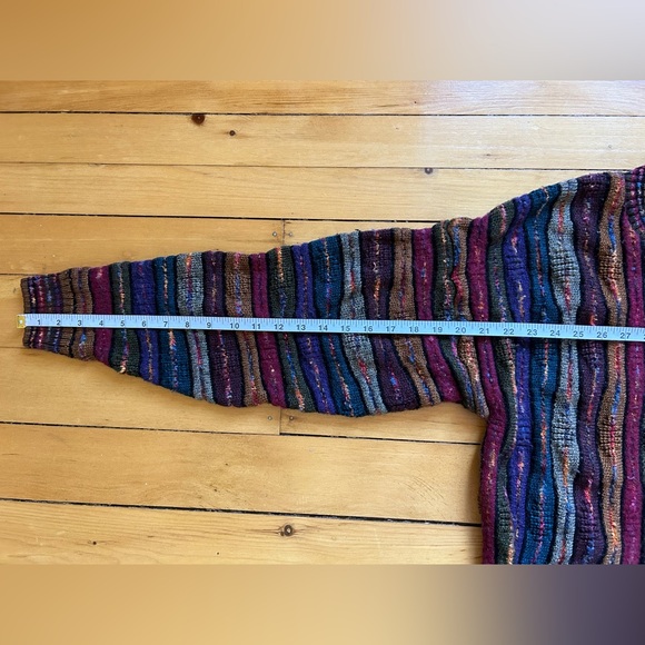 Tosani Multi coloured "Coogi" style 3d Knit sweater, Mens Small - Picture 6 of 7